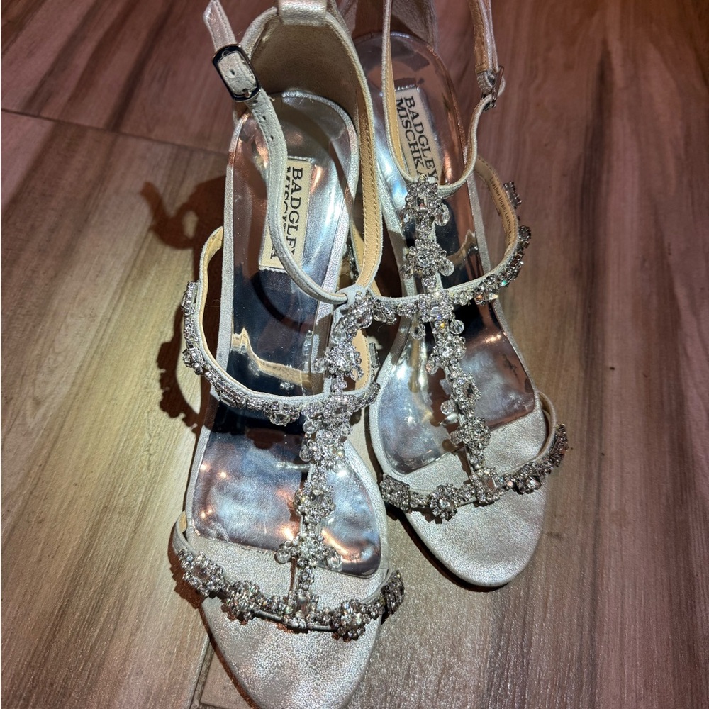 Badgley Mischka Cascade crystal Silver Heels